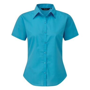 Premier Short Sleeve Poplin Blouse / Plain Work Shirt (Turquoise)