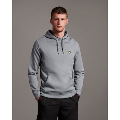 Lyle & Scott Branded Mid Grey Marl Pull-over Hoodie