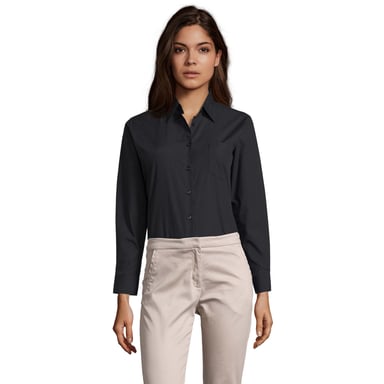 SOLS Womens/Ladies Executive Poplin Long-Sleeved Business Blouse (Black)