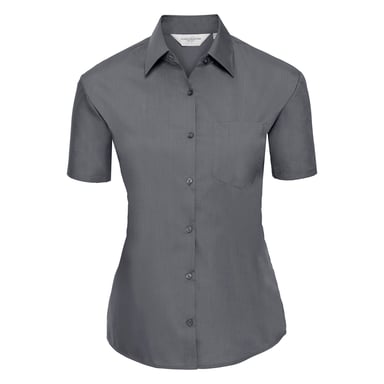 Russell Collection Womens/Ladies Classic Polycotton Easy-Care Short-Sleeved Shirt (Convoy Grey)