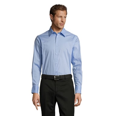SOLS Mens Brighton Stretch Long-Sleeved Business Shirt (Bright Sky)