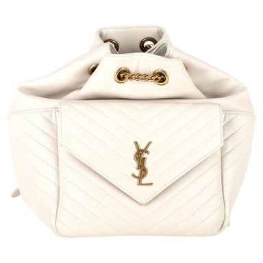 Saint Laurent Joe Backpack in Cream Lambskin Leather