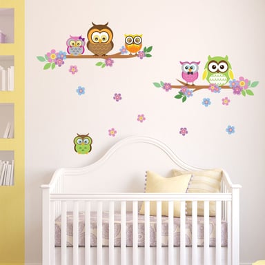 Owl flower Tree Self Adhesive DIY Wall Sticker, Kids bedroom