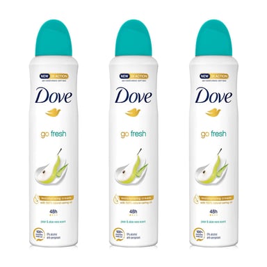 Dove Women Anti-Perspirant Deodorant Spray, Pear & Aloe Vera, 3 pack of 250ml