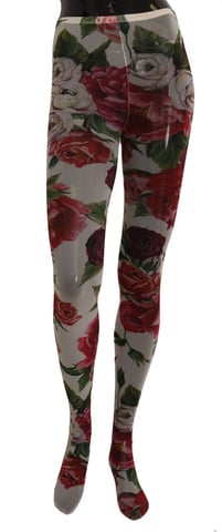 Dolce & Gabbana Women's White Floral Print Tights Nylon Stockings