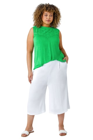 Curve Plain Crinkle Elastic Waist Culottes