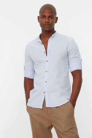 Trendyol Men's Mandarin collar  Plain Woven Shirt