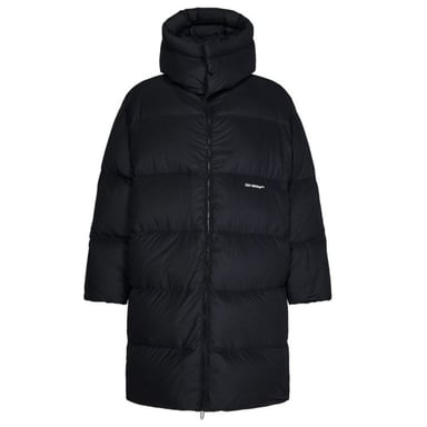 Off-White Bounce Hooded Svart Lång Pufferjacka