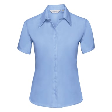 Russell Collection Ladies/Womens Short Sleeve Ultimate Non-Iron Shirt (Bright Sky)