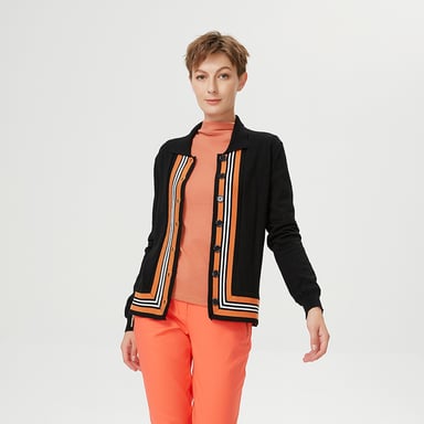 Cardigan with contrasting edges