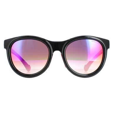 Moncler Round Unisex Shiny Black Smoke Mirror  ML0087