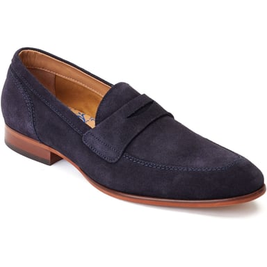 Base London Bruno Läder Herr Loafers Marinblå
