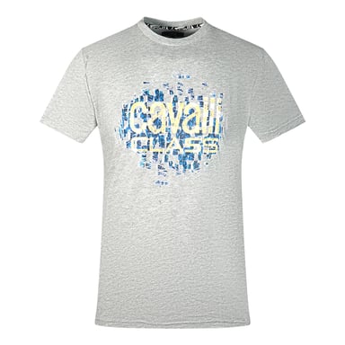 Cavalli Class Gradien Scales Design Logo Grey T-Shirt
