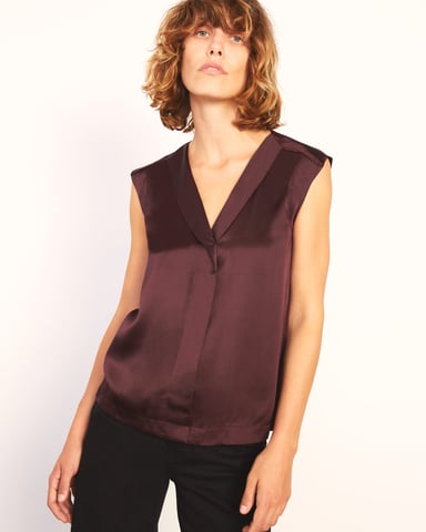 Lapel Silk Front Shirt