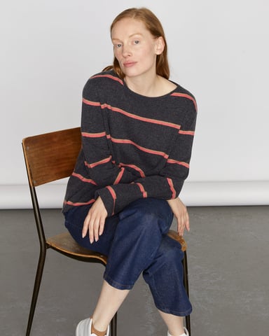 Cashmere Stripe Slouchy Jumper