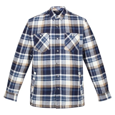 Regatta Mens Thamos Checked Long-Sleeved Shirt (Navy/Gold Sand)
