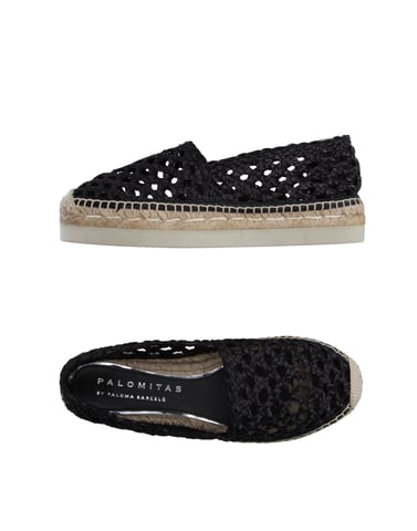 Palomitas By Paloma Barceló Black Leather Espadrilles