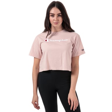 Women's Champion Crew Neck Cropped T-Shirt in Pink