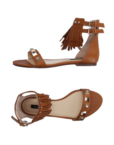 Patrizia Pepe Camel Leather Fringe Sandals
