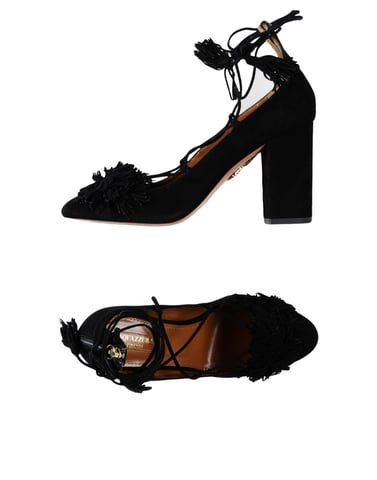 Aquazzura Black Leather Heels With Tassels