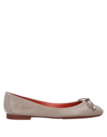 Santoni Dove Grey Leather Ballet Flats