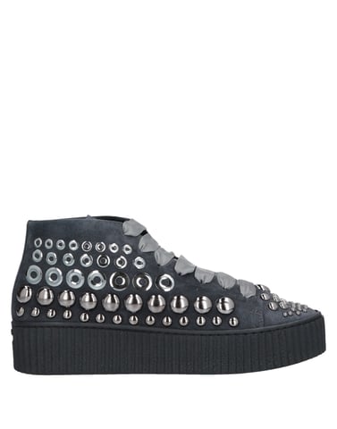 Pinko Steel Grey Leather Studded Sneakers