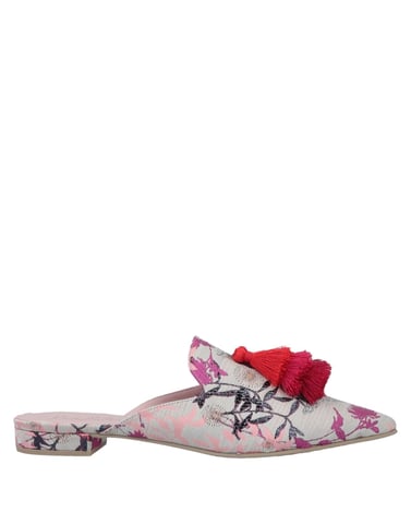 Pretty Ballerinas Beige Floral Design Brocade Flat Mules