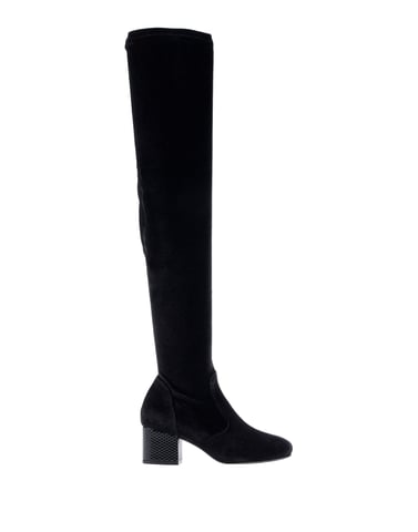Pollini Black Chenille Over The Knee Boots