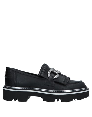 Pollini Black Calf Leather Loafers