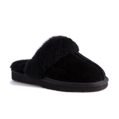 Aus Wooli "Sydney" Australia Sheepskin Wool Slippers, Black