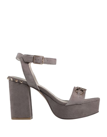 Cafenoir Grey Leather Studded Heeled Sandals