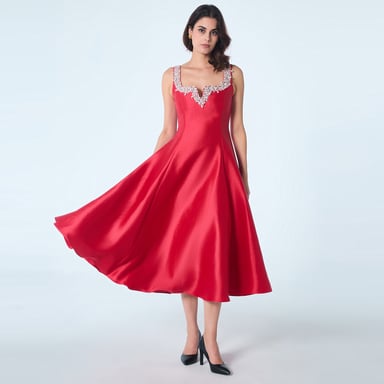 Sweetheart cleavage beaded cocktail dress