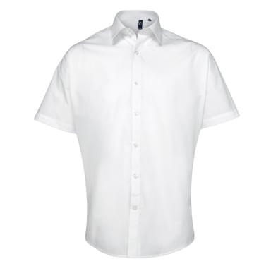 Premier Mens Supreme Heavy Poplin Short Sleeve Work Shirt (White)