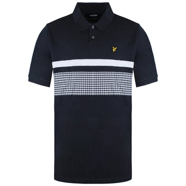 Lyle & Scott Gingham Yoke Stripe Mens Navy/White Polo Shirt