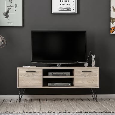 HOMEMANIA Almira TV Stand, in Wood, Black