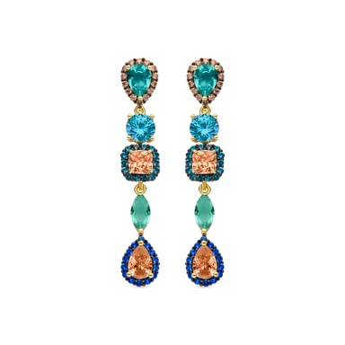 Luxenter Sterling Silver 925 Earrings with Multicoloured Zirconia finished in 18K yellow gold