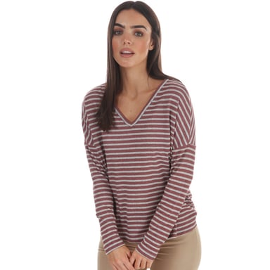 Women's Jacqueline de Yong Harlow LS Tonsy V-Neck Top in Rose