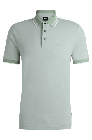 Men's Hugo Boss Logo Detail Oxford Cotton Piqué Polo Shirt in Green