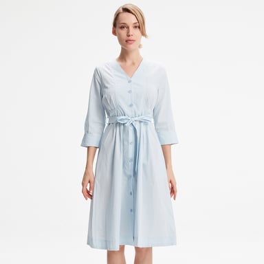 Minimalist cotton shirt dress with knotted belt