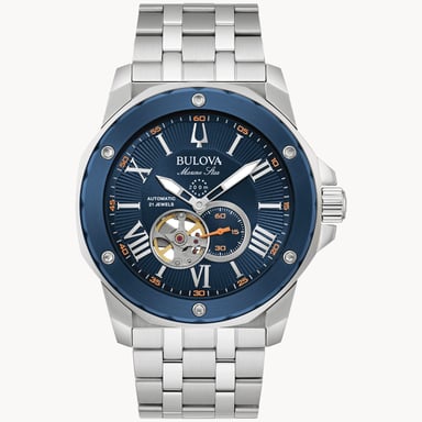 Bulova Marine Star Heren Zilveren Horloge 98A302