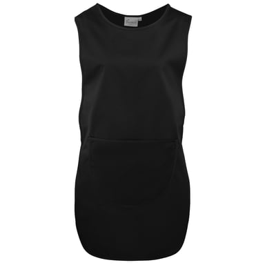 Premier Ladies/Womens Long Length Pocket Tabard (Pack of 2) (Black)