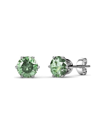 Birth Stone August Earrings - Silver and Vert