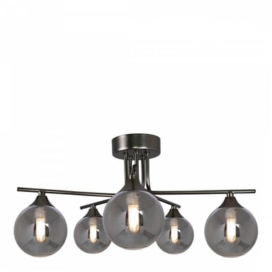 Carney Gun Metal Smoked 5 Light Semi Flush Ceiling Light