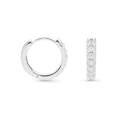 Luxenter leofcar hoop earrings in 925 sterling silver and shiny rhodium-plated cubic zirconia