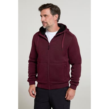 Mountain Warehouse Mens Nevis II Faux Fur Hoodie (Burgundy)