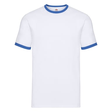 Fruit of the Loom Mens Ringer Contrast T-Shirt (White/Royal Blue)