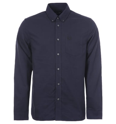 Fred Perry Branded Pocket French Marinblå långärmad Oxfordskjorta