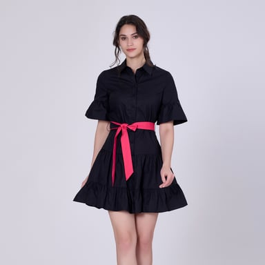 Skater cotton ruffle dress
