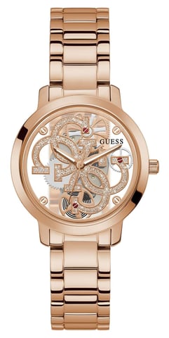 Guess Quattro Clear Dames Horloge Rosékleurig GW0300L3