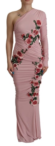Dolce & Gabbana Rosa Blommig Förskönad Axelbandslös Klänning för Kvinnor